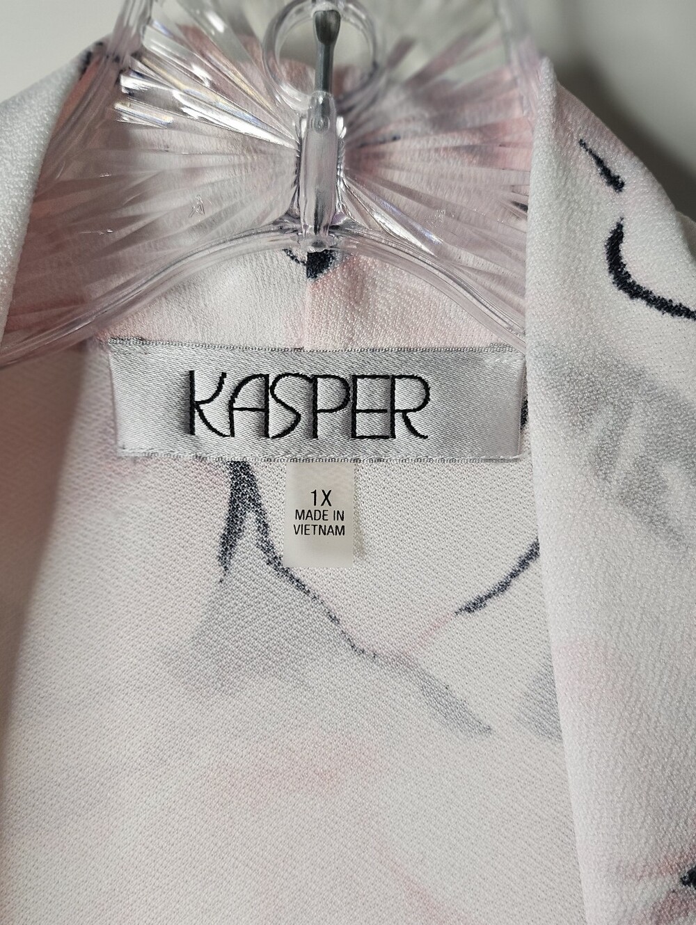 Kasper Floral Watercolor Open Front Cardigan Lightweight Blush Pink Plus Size 1X - Picture 6 of 11